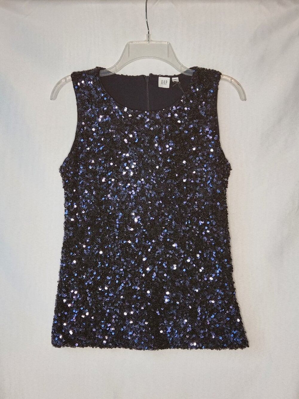 GAP Sequin Blouse Sleeveless Blue Fully Lined XS
